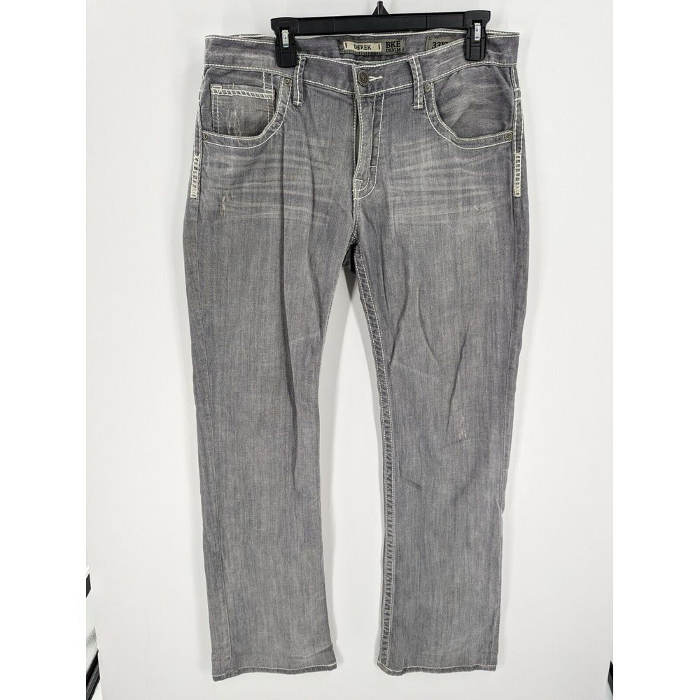 Buckle BKE Derek Men's Gray Regular Medium Wash Flex Denim Jeans, 33 XL, 34"